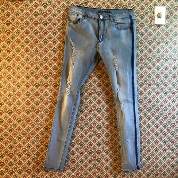 distressed dark wash jeans